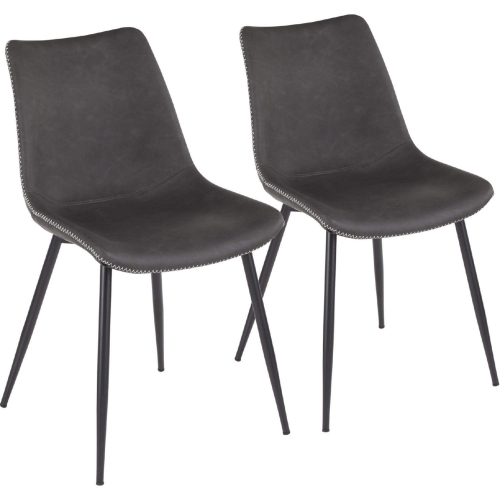 Durango Dining Chair in Vintage Grey Leatherette & Black Metal (Set of 2)